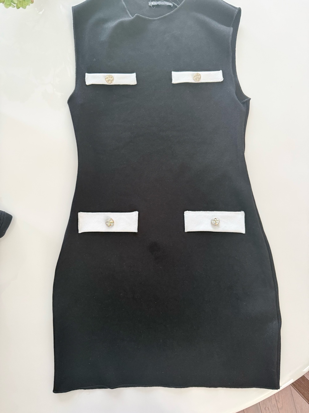 Zara Black Dress with White Strap Accents